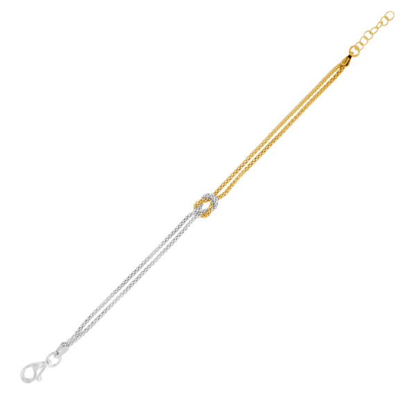 Bracciale a doppia catena coreana con nodo marino - placcato oro e rhodiato