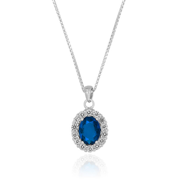 Collana Royal / Kate ovale con zirconi blu e bianchi - rhodiato
