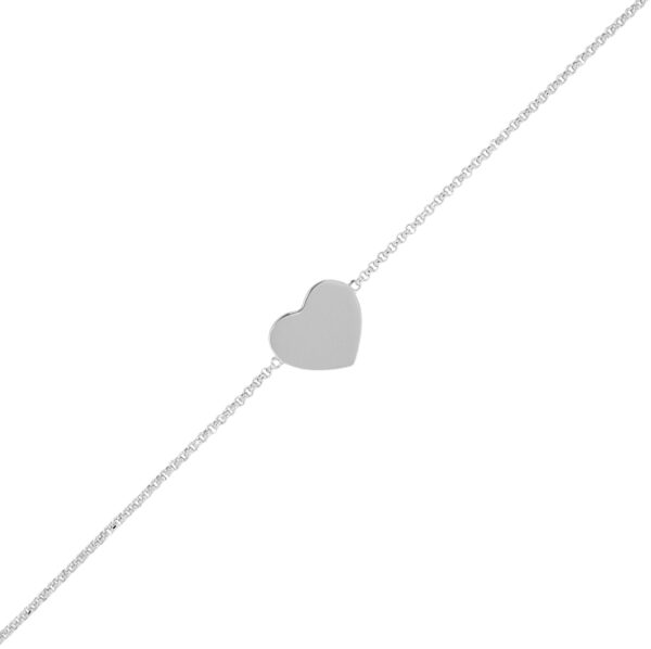 Bracciale con cuore lucido - rhodiato - immagine 2