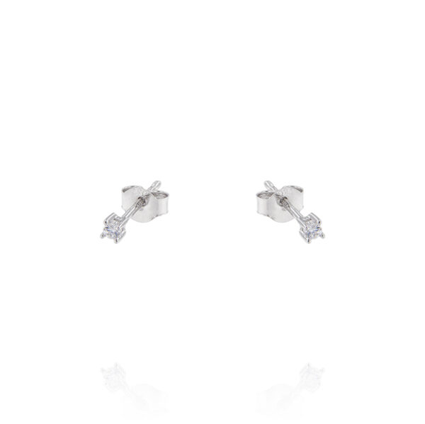 Orecchini punto luce tondi con griffe e zirconi bianchi - 2 mm - rhodiato