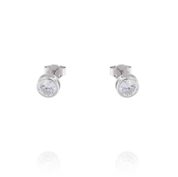 Orecchini punto luce cipollino con zirconi bianchi - 5 mm - rhodiato