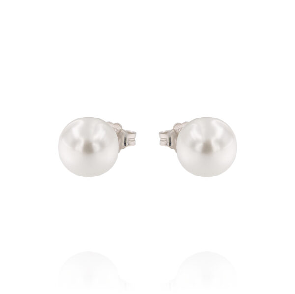 Orecchini con perla bianca - 10 mm - rhodiato