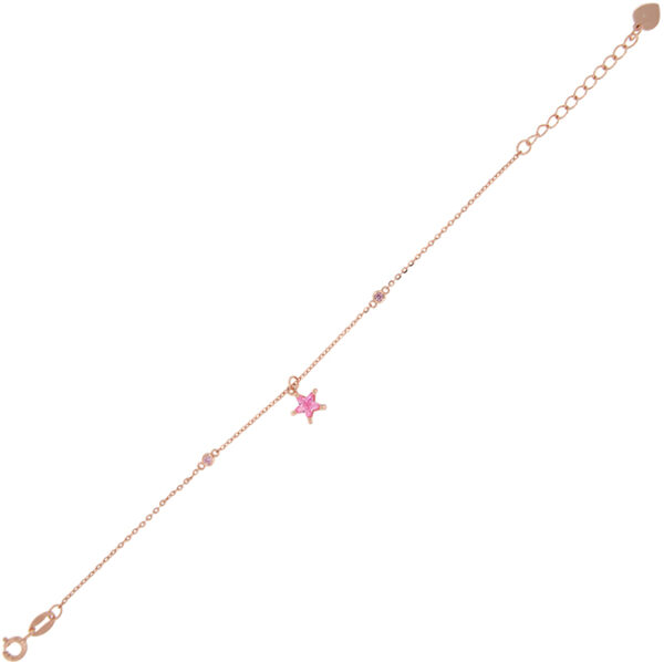 Bracciale con stella pendente e zirconi rosa - placcato rosé