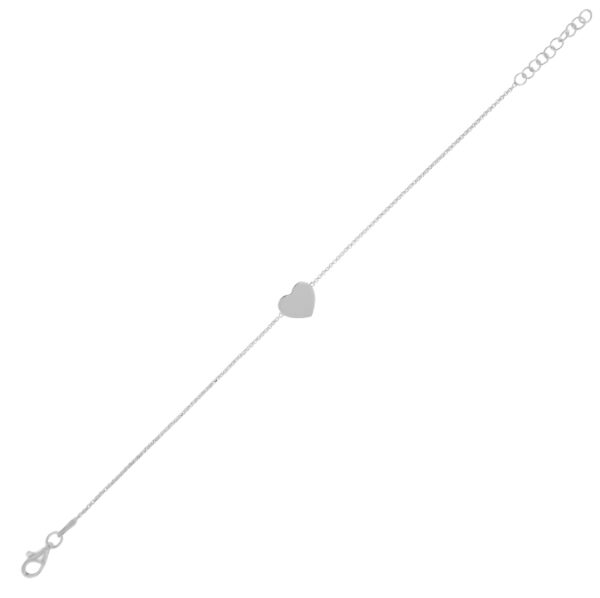 Bracciale con cuore lucido - rhodiato