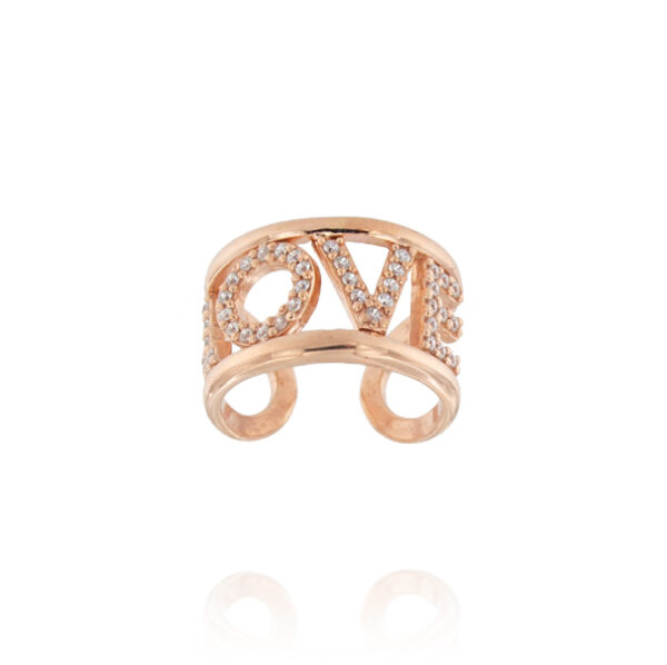 Anello "LOVE" con zirconi bianchi - personalizzabile - placcato rosé