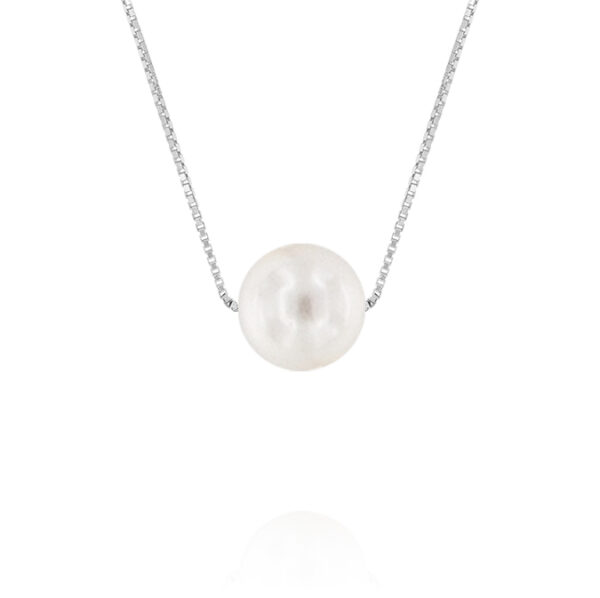 Collana con perla bianca da 1 cm - rhodiato