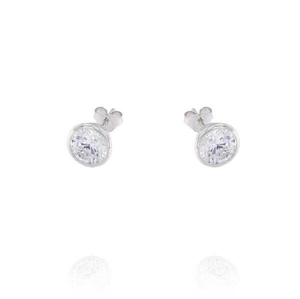 Orecchini punto luce cipollino con zirconi bianchi - 6 mm - rhodiato