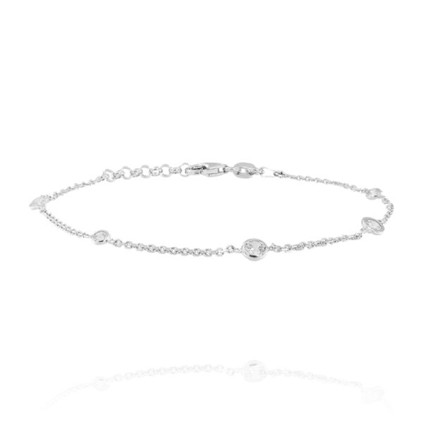 Bracciale con 5 zirconi bianchi di varie misure - rhodiato