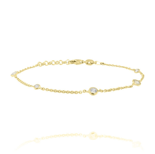 Bracciale con 5 zirconi bianchi di varie misure - placcato oro