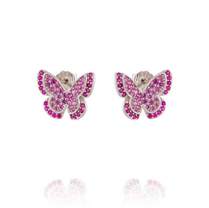Orecchini farfalla con zirconi rosa
