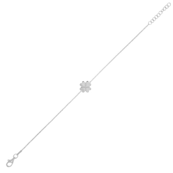 Bracciale con quadrifoglio lucido - rhodiato