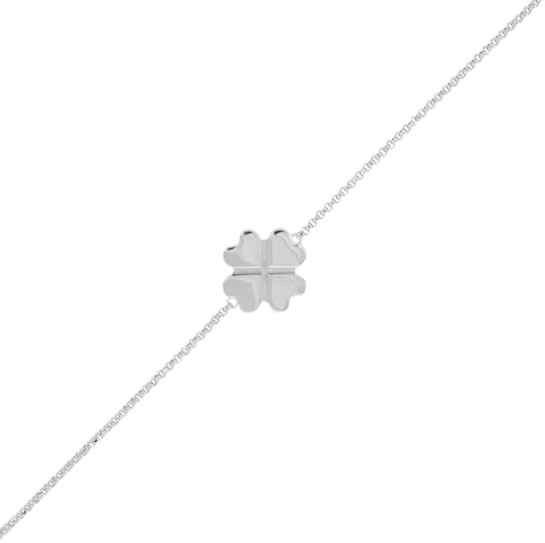 Bracciale con quadrifoglio lucido - rhodiato - immagine 2