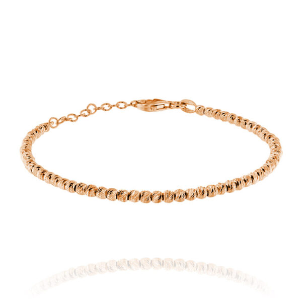 Bracciale a sfere diamantate - 3 mm - placcato rosé