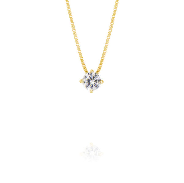 Collana punto luce con griffe e zircone bianco passante - 4 mm - placcato oro