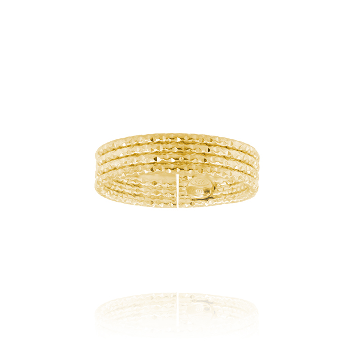 Anello con fili a canna diamantata - regolabile - placcato oro