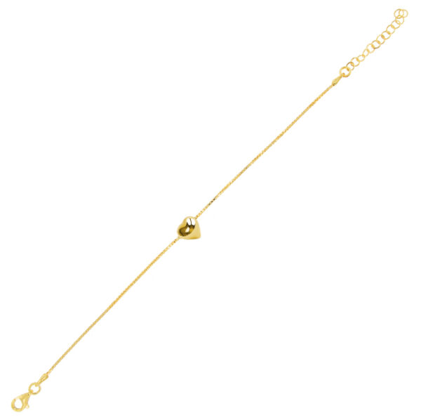 Bracciale con cuore bombato lucido - placcato oro