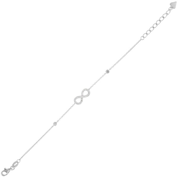 Bracciale infinito con zirconi bianchi - rhodiato
