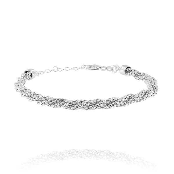 Bracciale a tre catene coreane ritorte - rhodiato