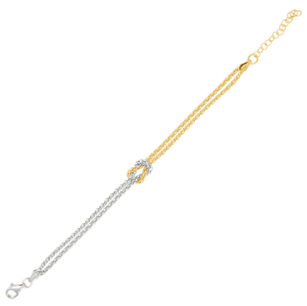 Bracciale a doppia catena coreana con nodo marino - rhodiato e placcato oro