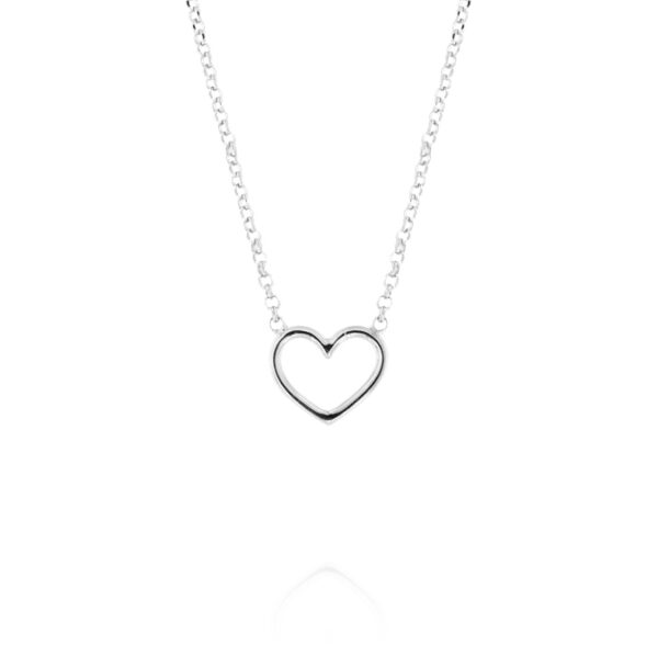 Collana cuore piccolo traforato lucido - rhodiato