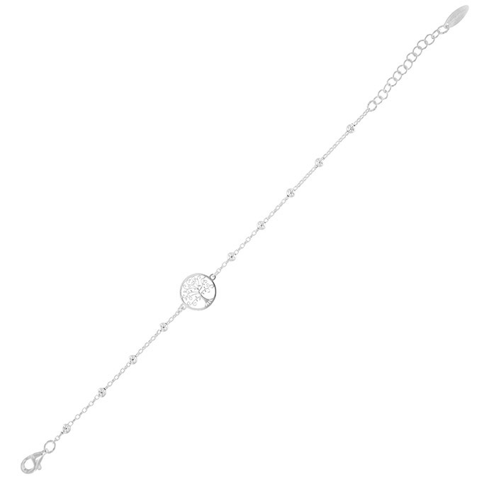 Bracciale albero della vita traforato con palline lucide - rhodiato