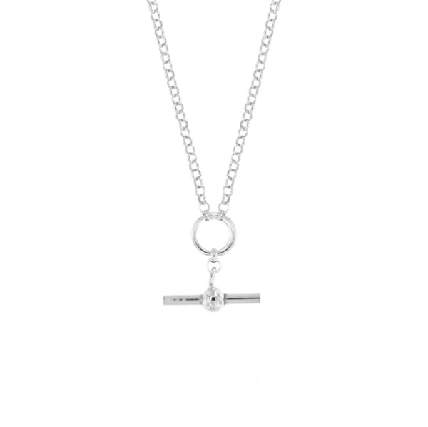 Collana con anello e barretta pendente - rhodiato