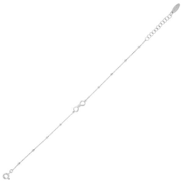 Bracciale fiocco con palline lucide alternate - rhodiato