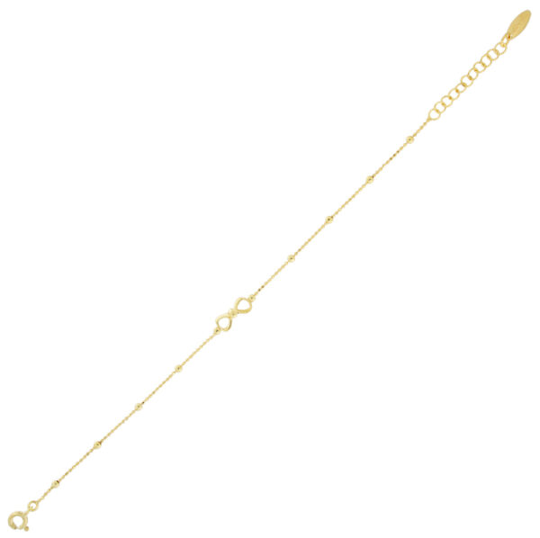 Bracciale fiocco con palline lucide alternate - placcato oro