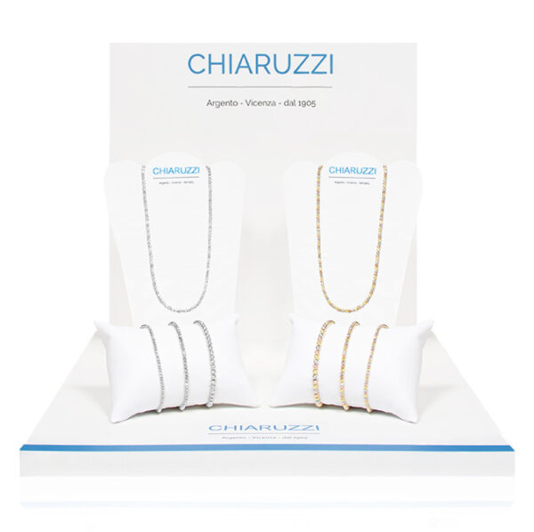 Set sfere diamantate (2 collane + 6 bracciali) con espositore - rhodiato, placcato oro e rosé