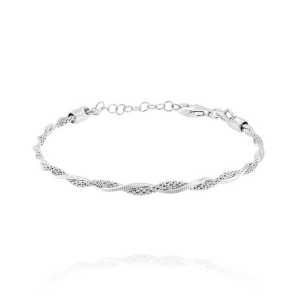 Bracciale catena coreana e compressa ritorte - rhodiato