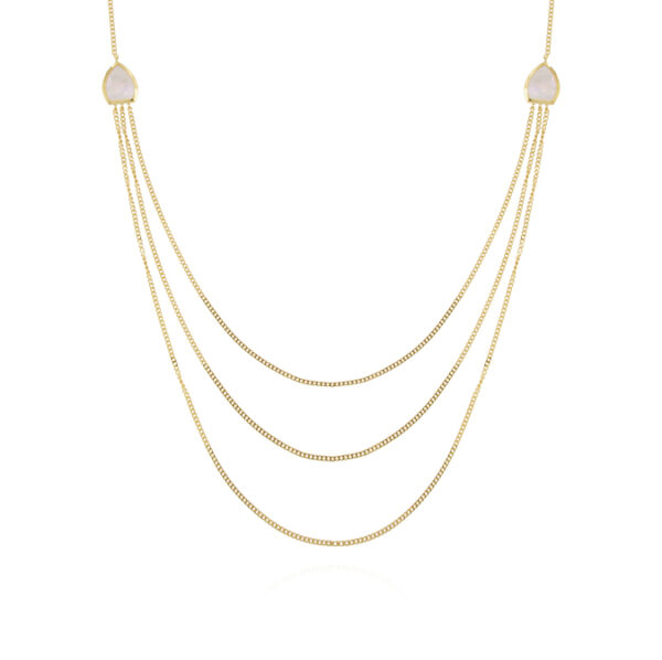Collana multicatena con madreperla bianca – placcato oro