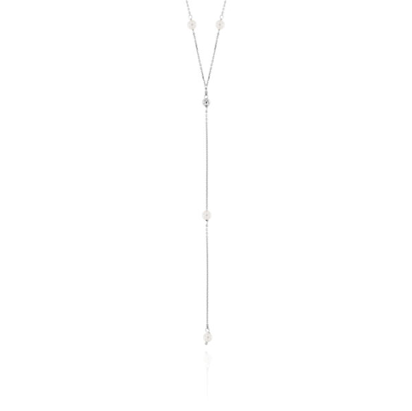 Collana con perle bianche e pallina lucida - rhodiato