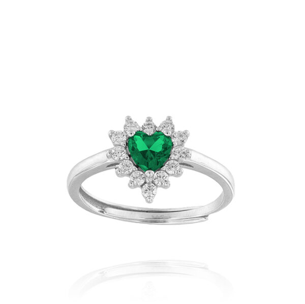 01168154 anello RH kate royal cuore zircone verde bianco