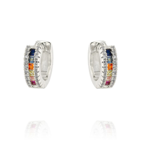 Orecchini cerchietto con zirconi multicolore - rhodiato