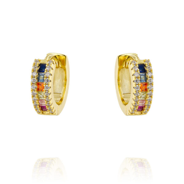 Orecchini cerchietto con zirconi multicolore - placcato oro