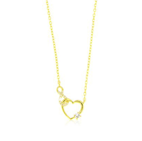 Collana con cuore e infinito con zirconi - placcato oro