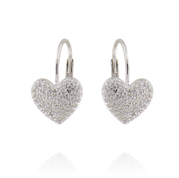 Orecchini monachella con cuore con zirconi - grande - rhodiato