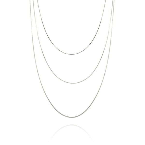 Collana con tre catene compresse - rhodiato