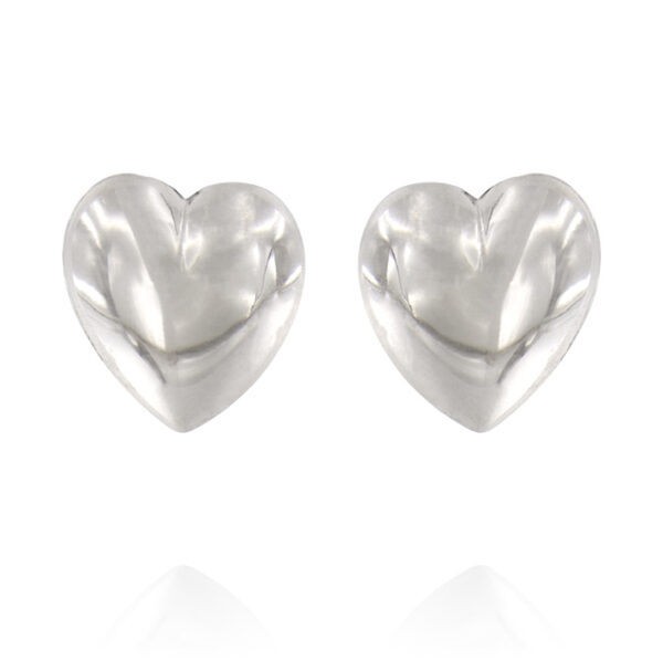 Orecchini a cuore concavo 14x14 mm - rhodiato