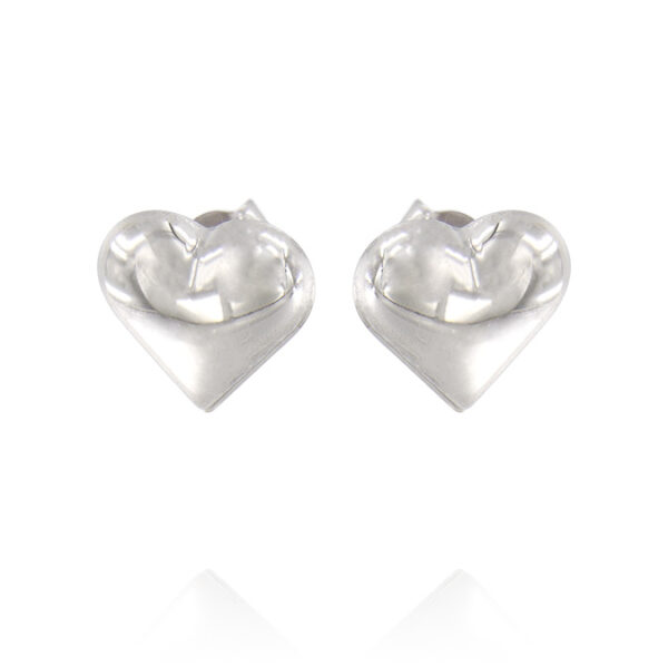 Orecchini a cuore bombato 11x11 mm - rhodiato
