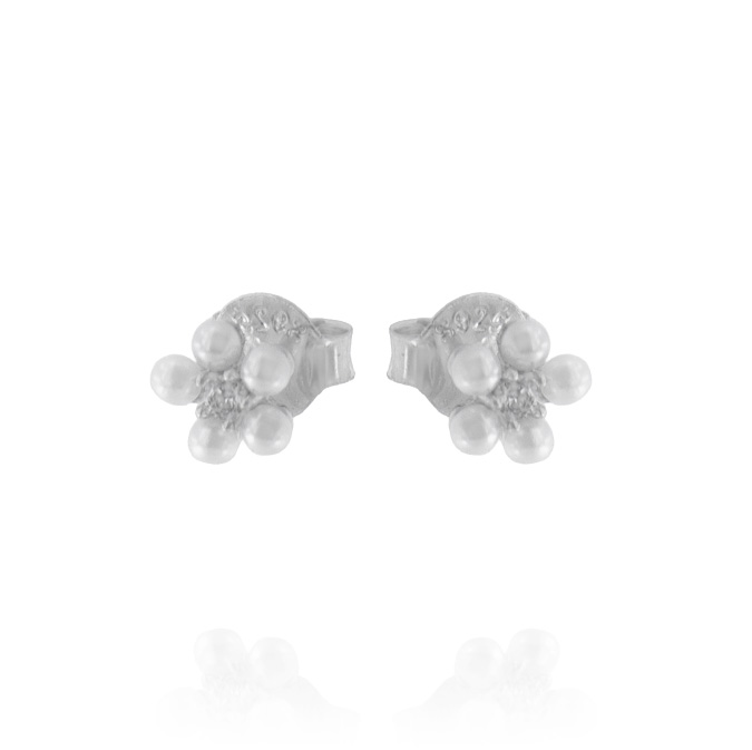 Ingrosso orecchini a fiore con piccole perle e zircone centrale in argento 925 rhodiato cod. 29375061