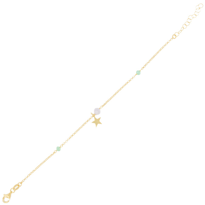 Ingrosso bracciale con stella pendente centrale e 3 palline in argento 925 placcato oro cod. 19232996