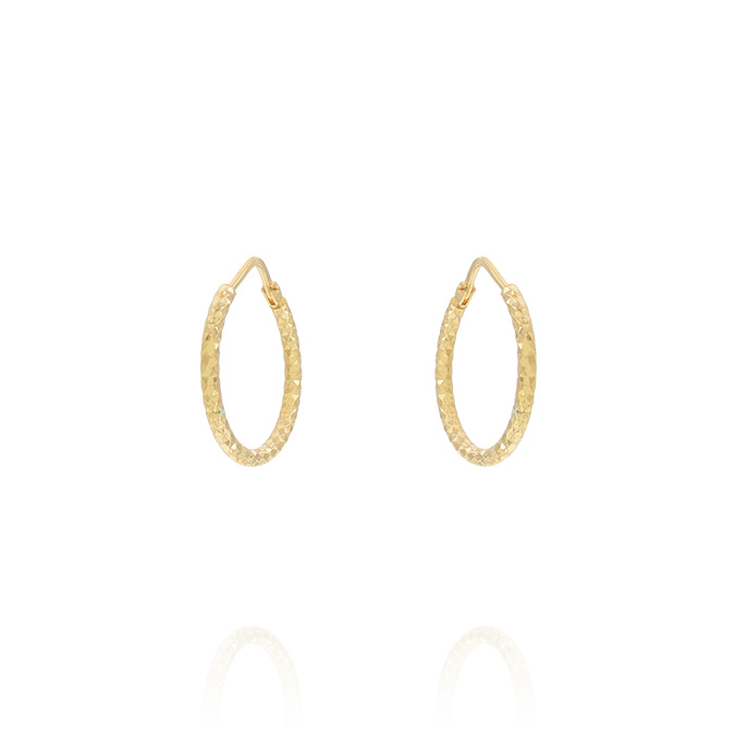 Ingrosso orecchini a cerchio da 1,9 cm con canna diamantata in argento 925 placcato oro cod. 44464156