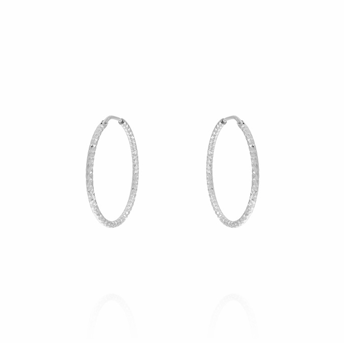 Ingrosso orecchini a cerchio da 2,9 cm con canna diamantata in argento 925 rhodiato cod. 44464251