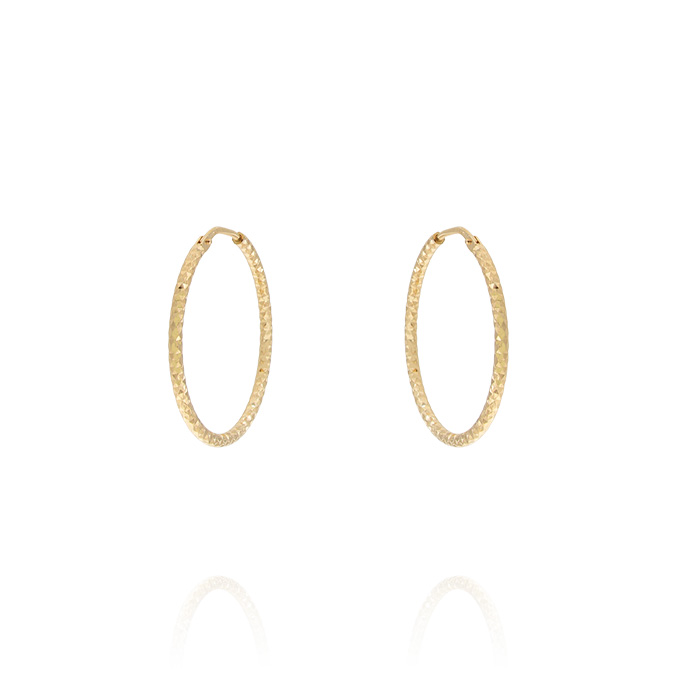 Ingrosso orecchini a cerchio da 2,9 cm con canna diamantata in argento 925 placcato oro cod. 44464256
