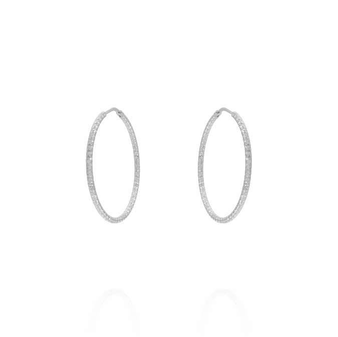 Ingrosso orecchini a cerchio da 3,4 cm con canna diamantata in argento 925 rhodiato cod. 44464301
