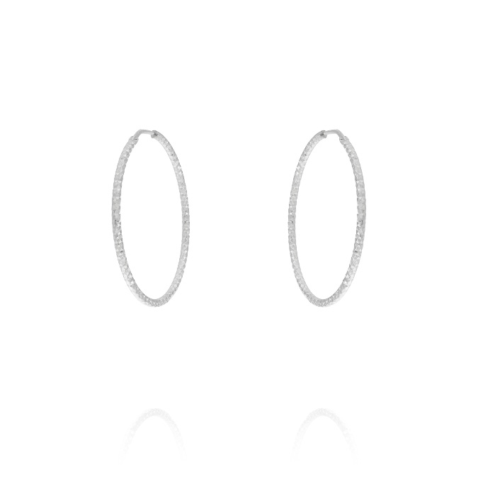 Ingrosso orecchini a cerchio da 3,9 cm con canna diamantata in argento 925 rhodiato cod. 44464351
