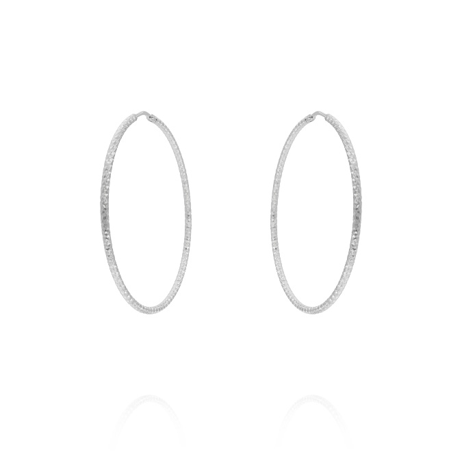 Ingrosso orecchini a cerchio da 4,9 cm con canna diamantata in argento 925 rhodiato cod. 44464451