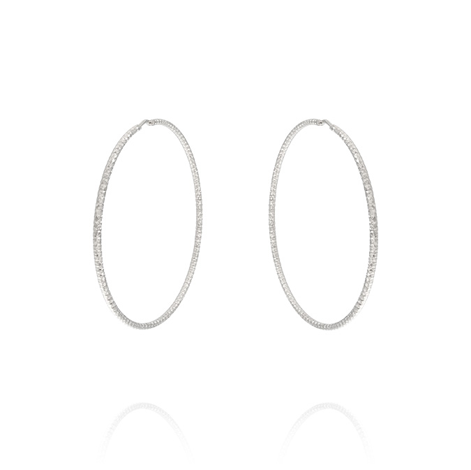 Ingrosso orecchini a cerchio da 6 cm con canna diamantata in argento 925 rhodiato cod. 44464551