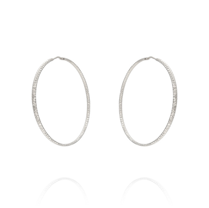 Ingrosso orecchini a cerchio da 6,4 cm con canna diamantata in argento 925 rhodiato cod. 44464601